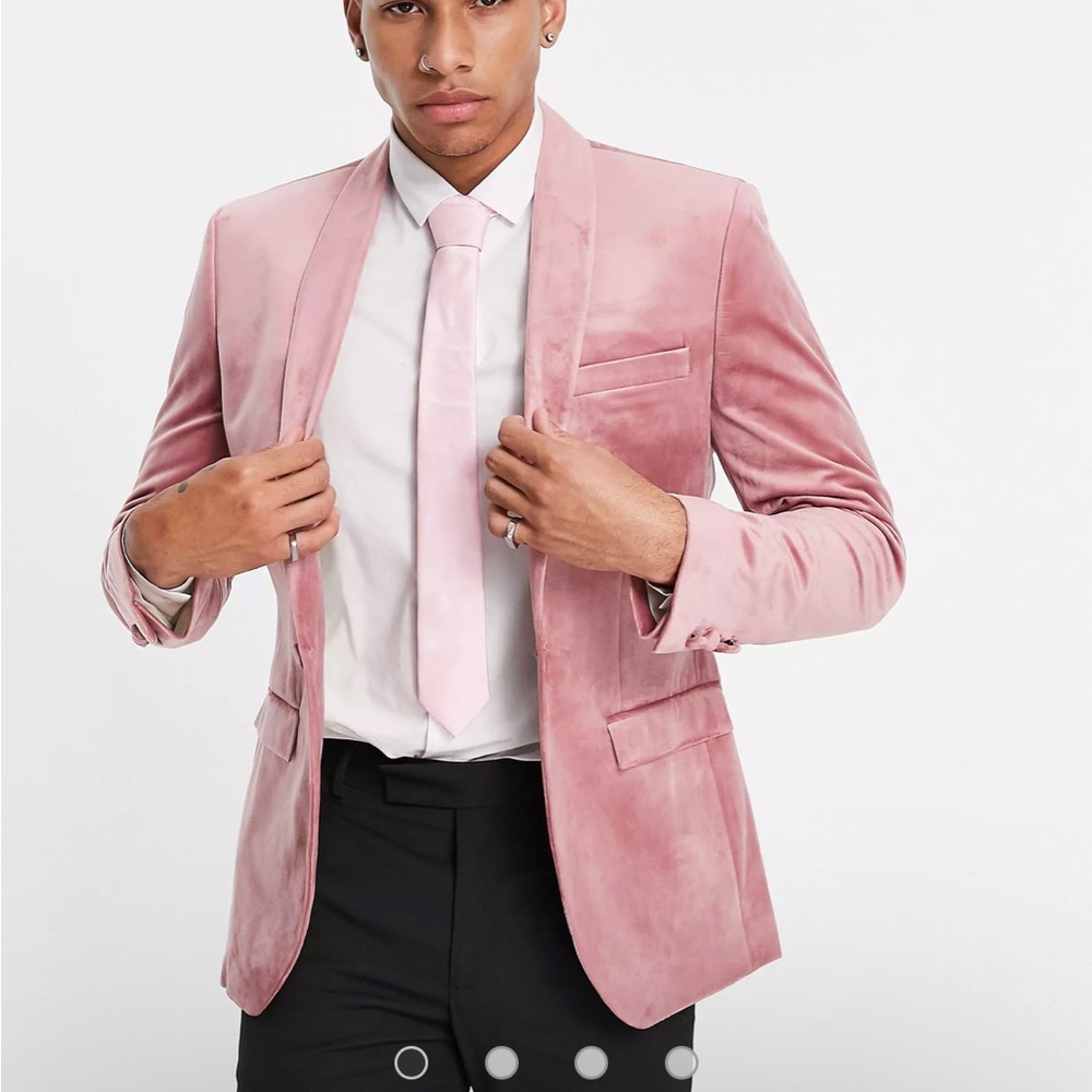 ASOS Topman Skinny suit jacket pink velvet